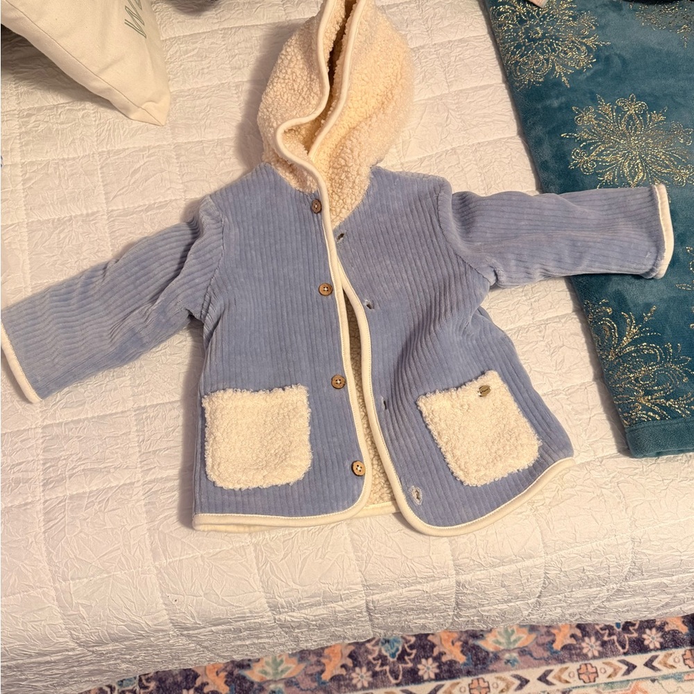 Mayoral Blue and Cream Hooded Jacket